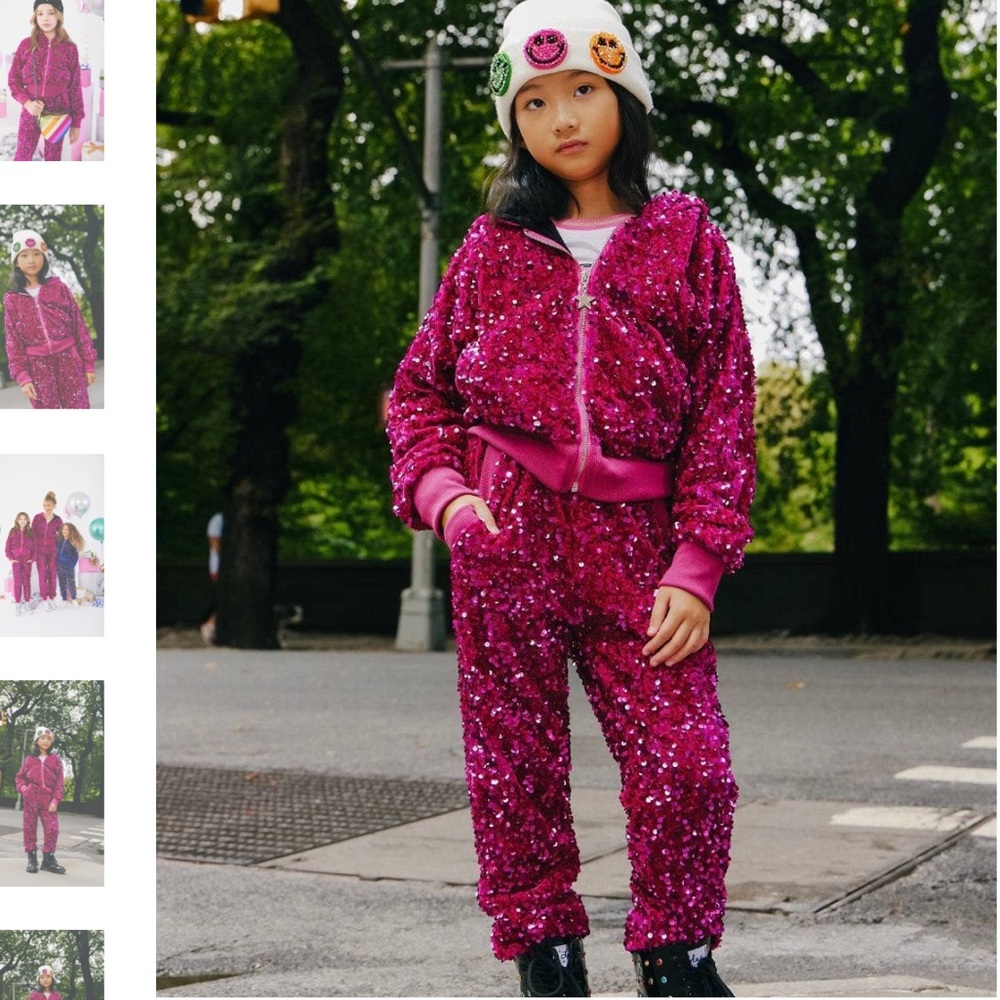 Lola + The Boys Fuchsia Sequin Jacket & Pant Set